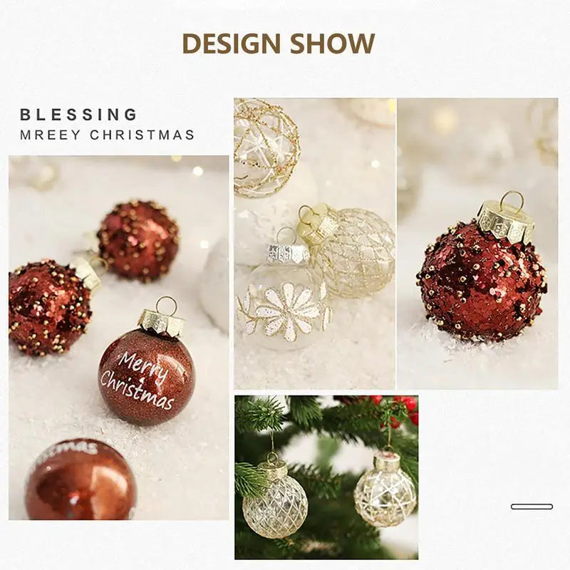 Christmas Tree Balls Hanging 25pcs Christmas Ball Ornaments Glittering Christmas Baubles PVC White Gold Ball Decorations Set