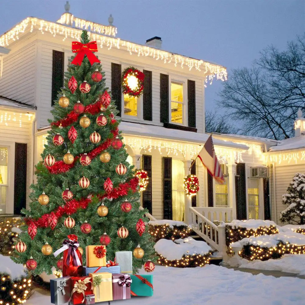 180cm Artificial Christmas Tree, Christmas Holiday Pencil Tree with Thick Branch Tips, Winter Party Decoration with Iron Base, E