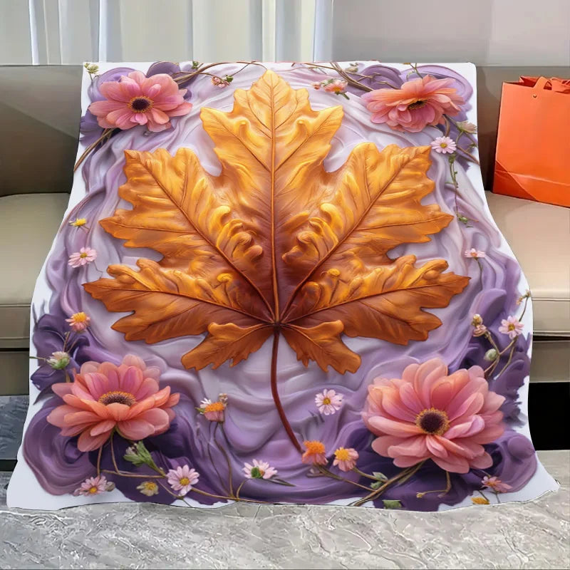 Flannel Blanket-Soft Lightweight All-season Autumn Leaves Soft Baby Blanket Cozy Newborn Throw For Kids Bedding
