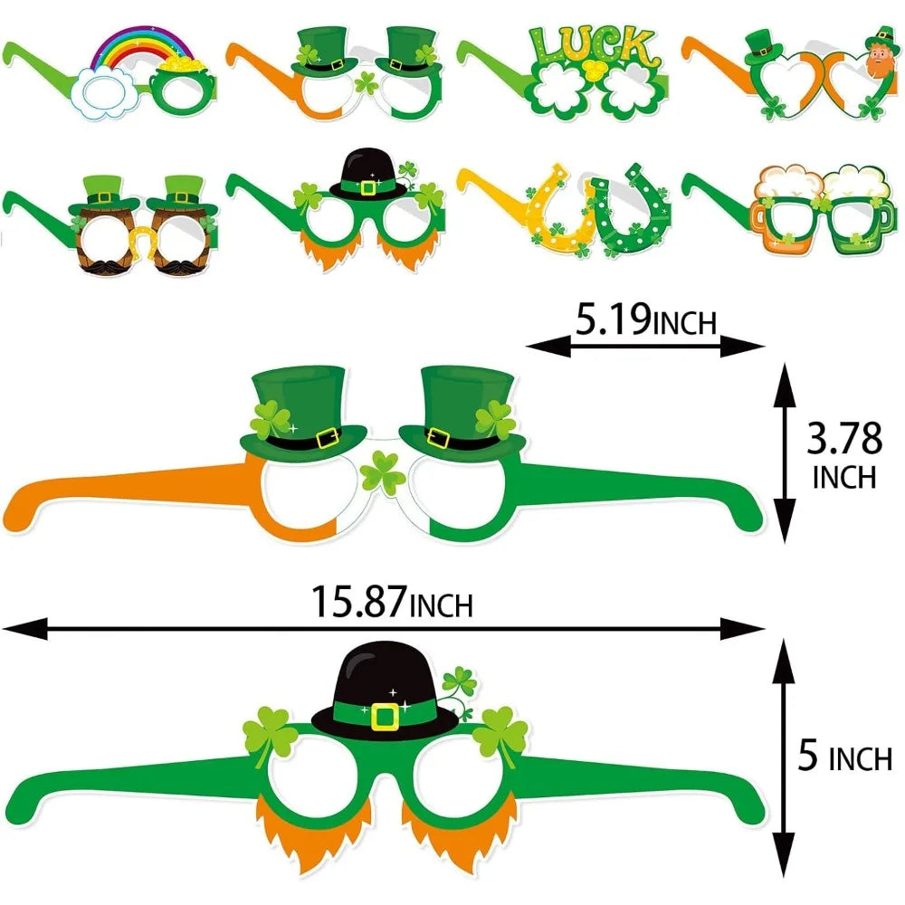 St-Saint Patricks-Day Decorations Photo-Booth Props - 16pcs Funny Glasses St. Patrick's Irish Photography Props,Spring Shamrock