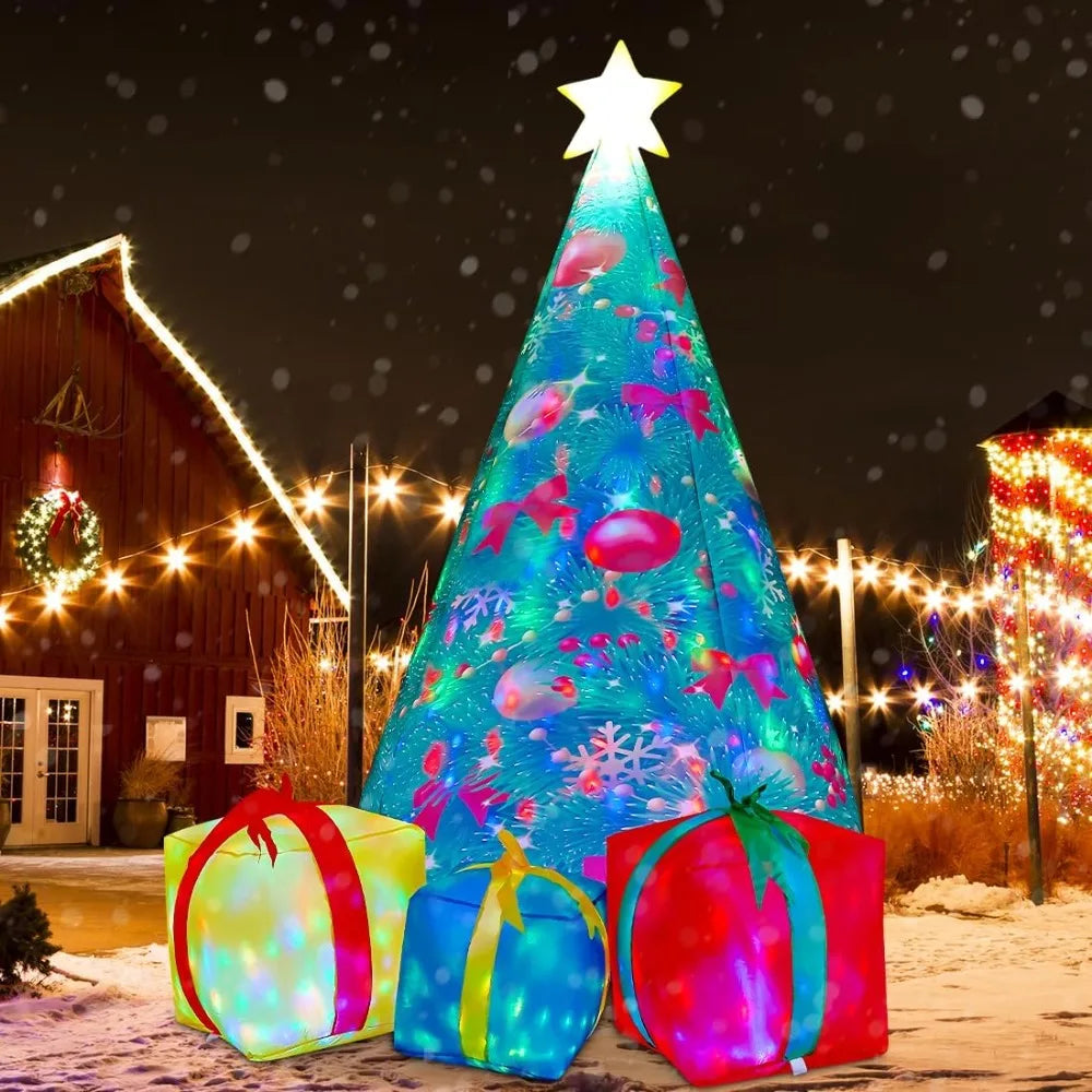 Christmas Tree Outdoor Inflatable Decoration with Built-in LED Lights for Holiday Yard and Lawn