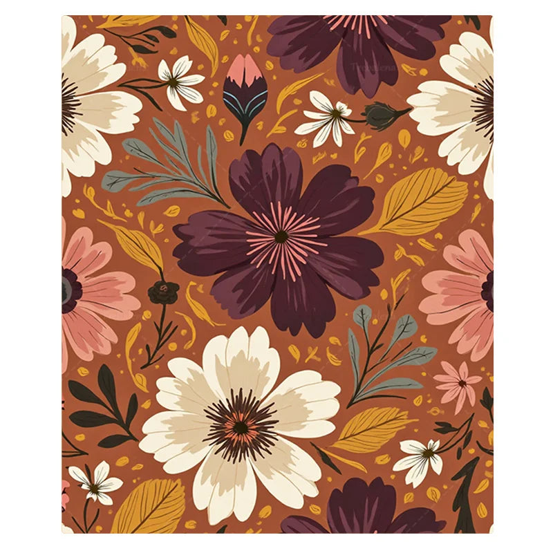 1pc Flannel Blanket Rustic Floral Throw Blanket - Cozy Boho Style for Living Room Decor