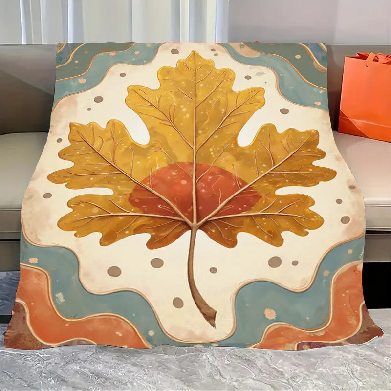 Flannel Blanket-Soft Lightweight All-season Autumn Leaves Soft Baby Blanket Cozy Newborn Throw For Kids Bedding