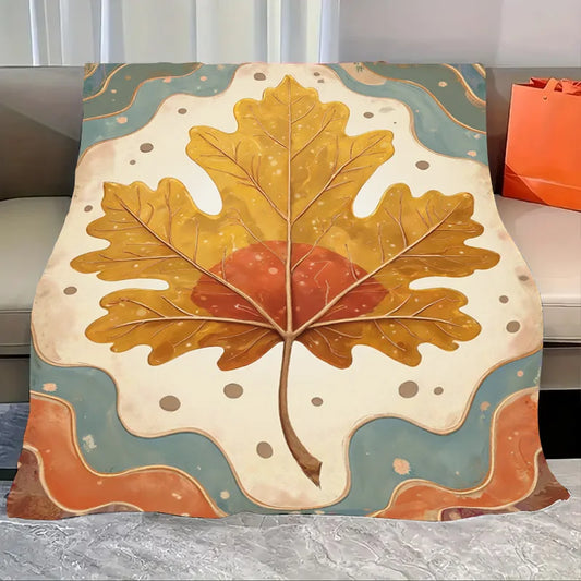 Flannel Blanket-Soft Lightweight All-season Autumn Leaves Soft Baby Blanket Cozy Newborn Throw For Kids Bedding