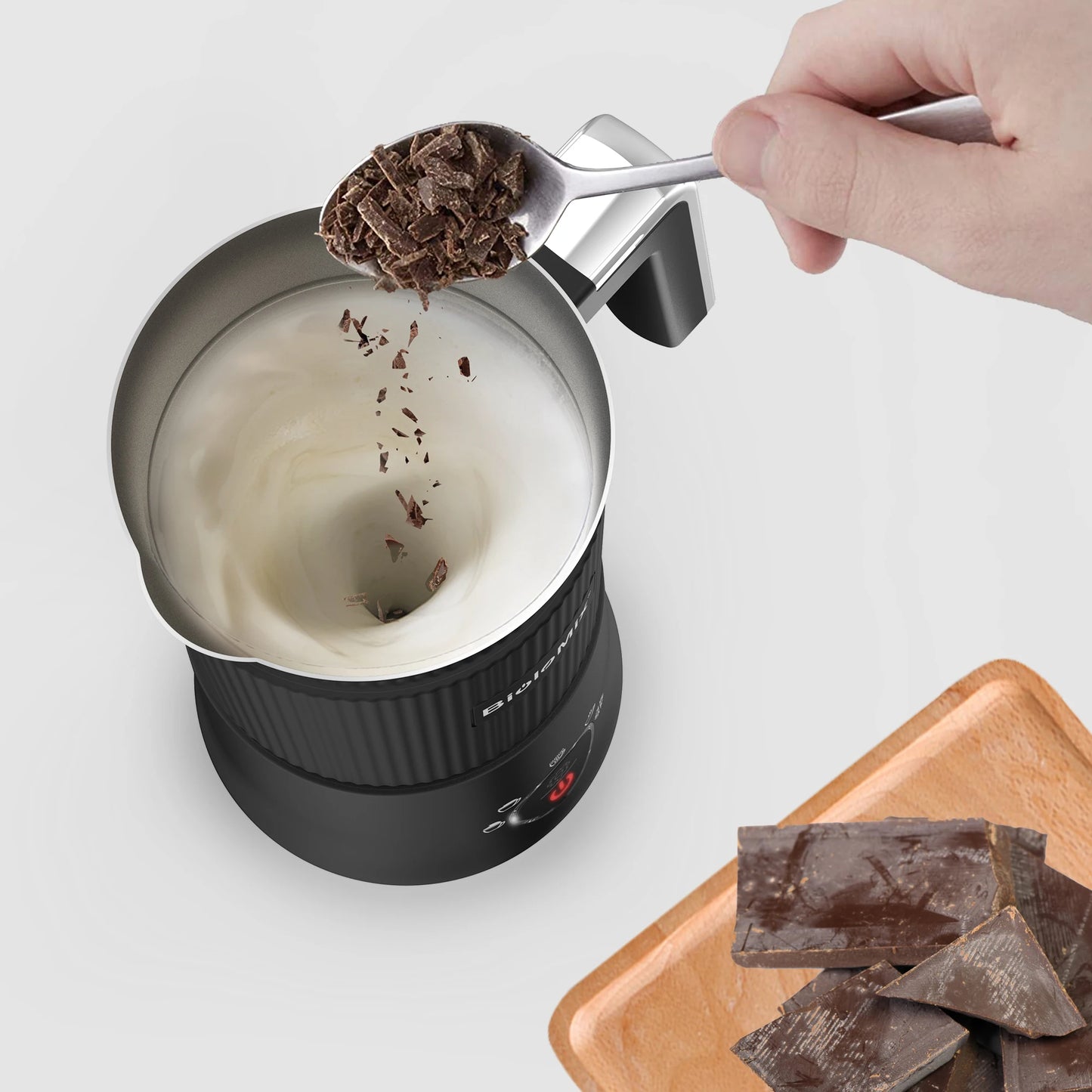 BioloMix 5-in-1 Detachable Milk Frother and Steamer，Automatic Hot/Cold Foam and Hot Chocolate Maker ,Dishwasher Safe