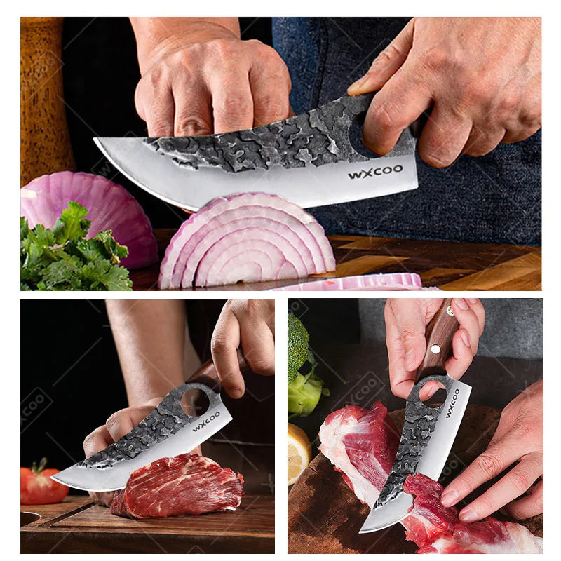 3PCS Kitchen Chef Knife Set Multipurpose Stainless Steel Butcher Boning Fishing Barbecue Utility Outdoor Cooking Knife