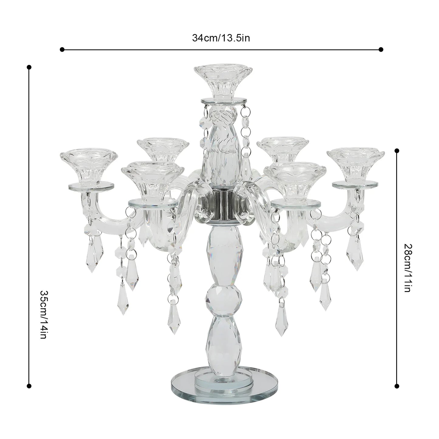 7-Arm Elegant Crystal Candelabra – Sturdy Candle Holder with Stable Base, Ideal for Weddings, Dinners & Home Decor