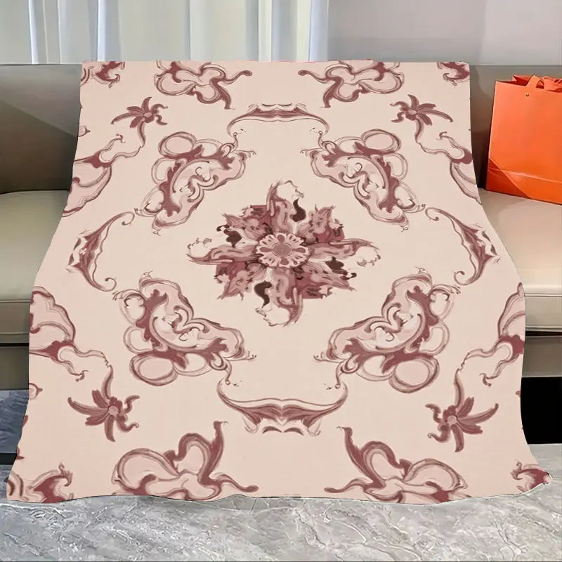 1pc Flannel Blanket "Festive Christmas Bell & Cookie Print Blanket for Cozy Holiday Nights"