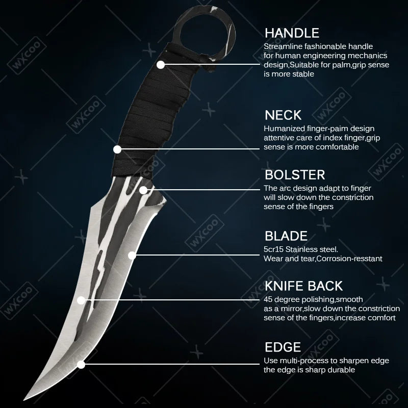 3PCS Kitchen Chef Knife Set Multipurpose Stainless Steel Butcher Boning Fishing Barbecue Utility Outdoor Cooking Knife