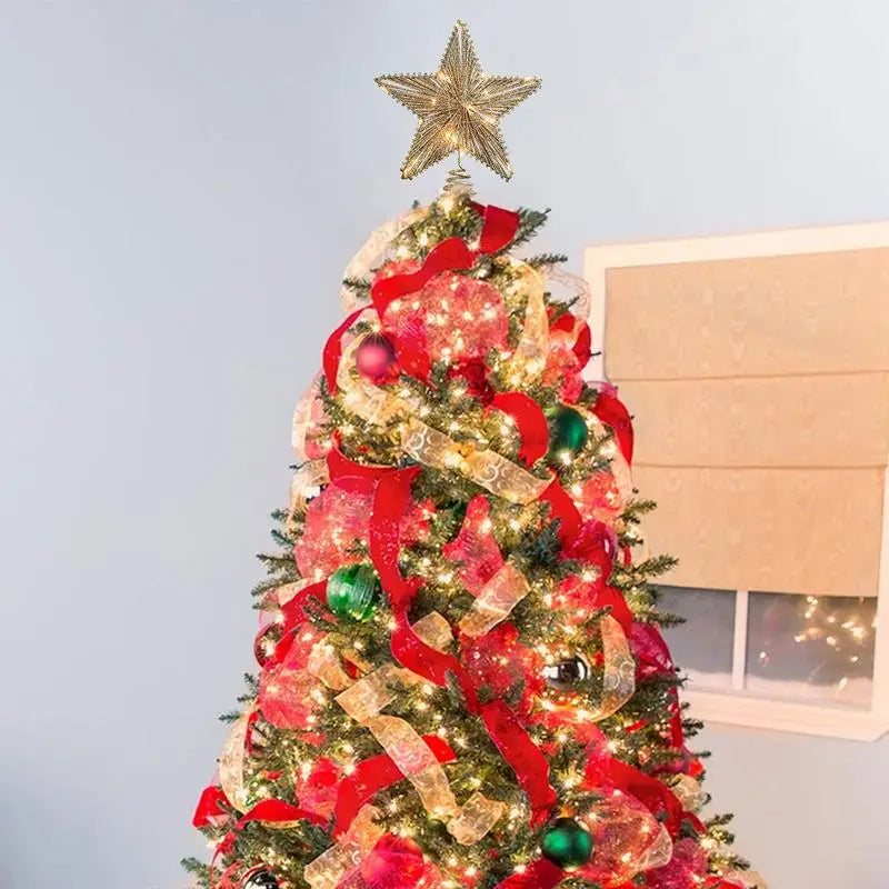 Iron Glitter Powder Christmas Tree Ornaments Top Stars Christmas Decorations For Home Xmas Trees Durable Tree Topper