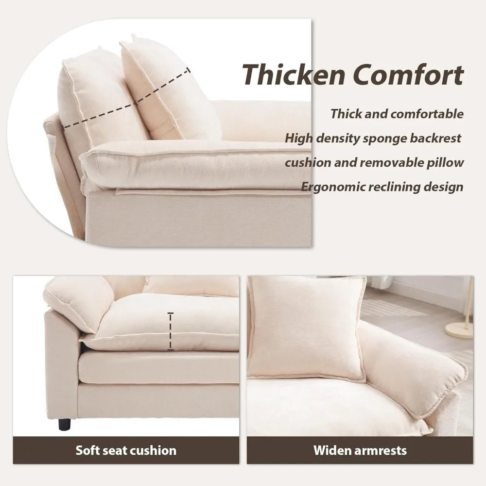 Modern Oversized Chair Set of 2, Comfy Chenille Accent Chair Large Upholstered Armchair with Extra Thick and Deep Seat Lounge