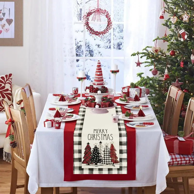 Christmas Table Runner Merry Christmas Table Decor Tablecloth 180x32cm Holiday Kitchen Dining Table Decoration Cloth Christmas