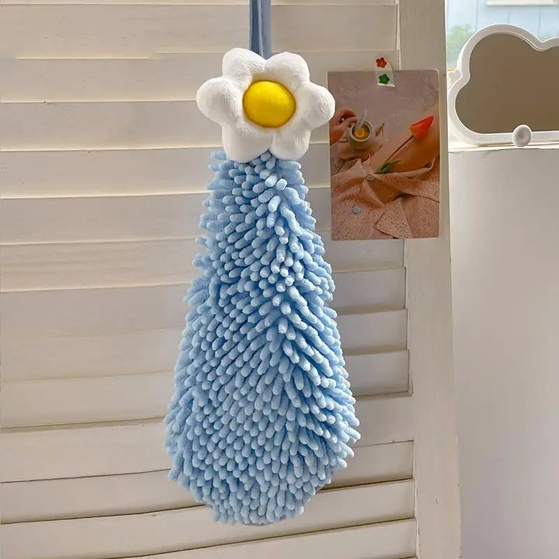 Quick Dry Hand Towel For Kitchen Bathroom Thickened Absorbent Dish Cleaning Cloth Big Sun Flowers Type Lattice Texture