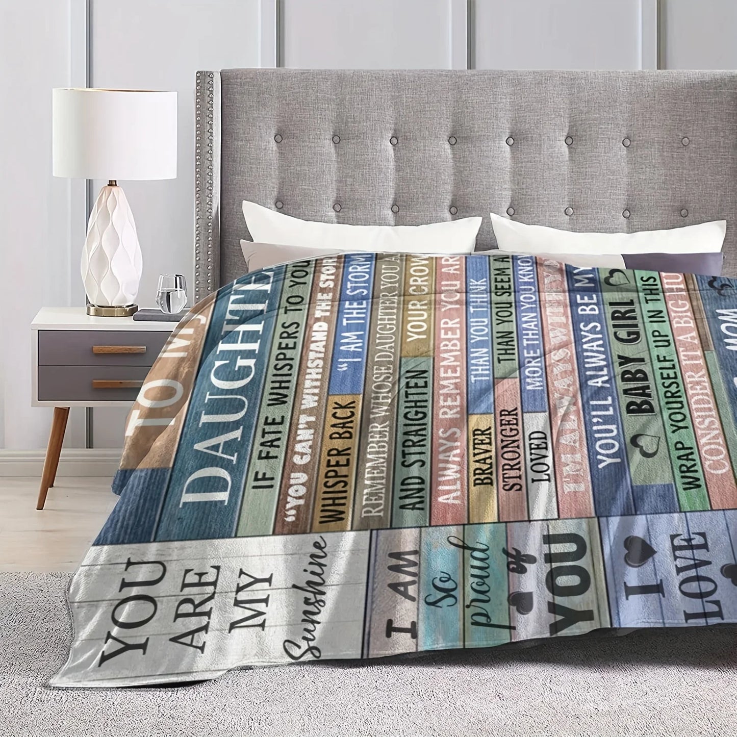 1Pc to My Daughter Print Blanket, Soft Blanket for Sofa Office Bed and Traveling Daughter Birthday Gift