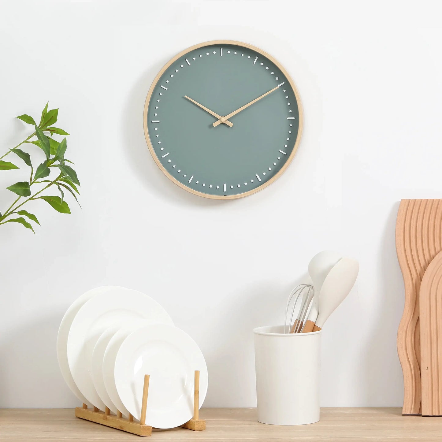 Modern Abstract Wall Art Clock - 11.5 Inch Oversized Canvas Print, Silent Sweep, Contemporary Home Office Decor