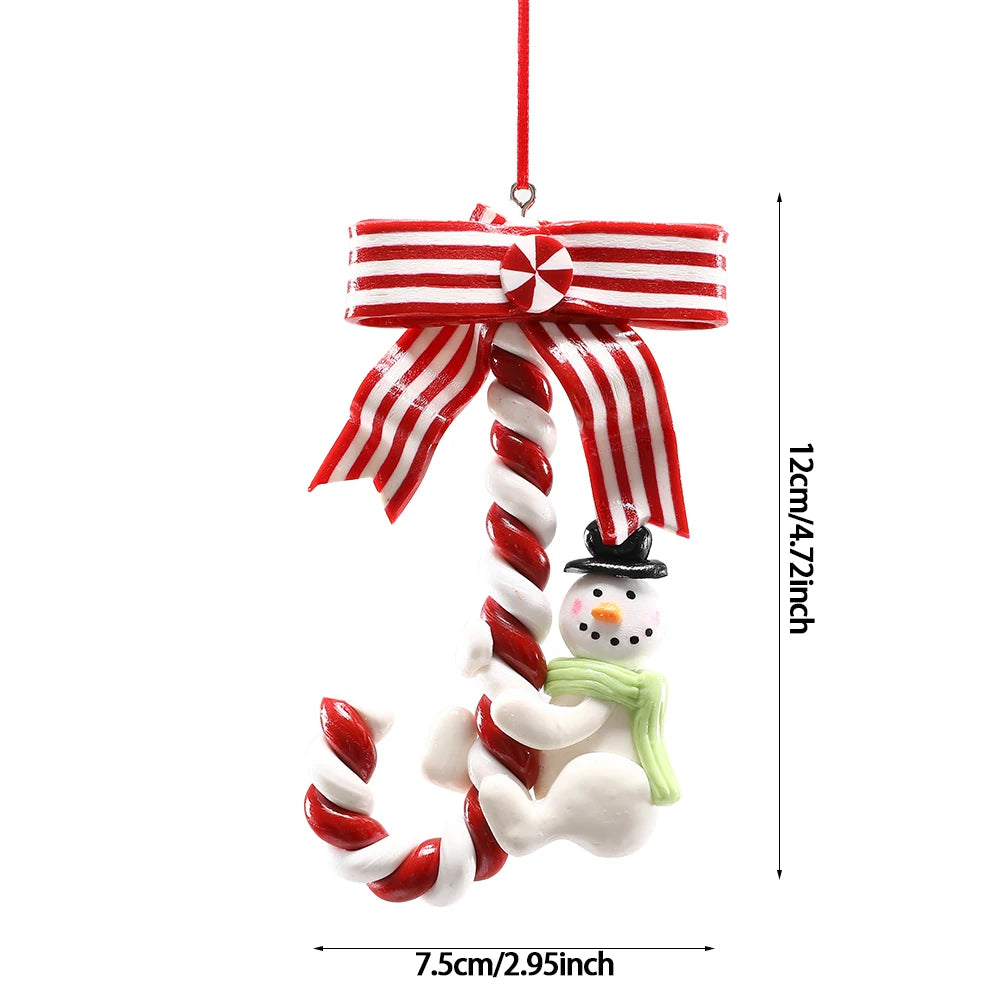2pc 15cm Large Candy Pendant Christmas Decoration Red And White Lollipop PVC Painted Gold Xmas Tree Decora New Year Kids Gifts