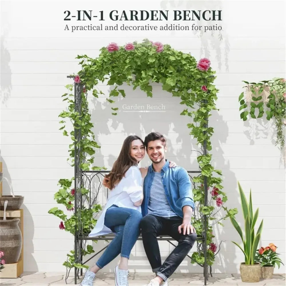 Seat Bench |Outdoor Lawn Backyard Decor Garden Arch Arbor with Entry Bench Patio Decor & 2-Person Outdoor Decorative Seating,Arc