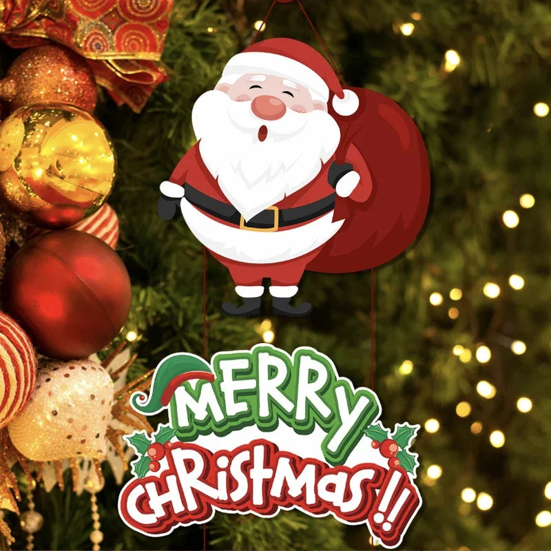 2024 Merry Christmas Hanging Door Banner Santa Claus Snowman Couplet Christmas Decorations， christmas decorations for home