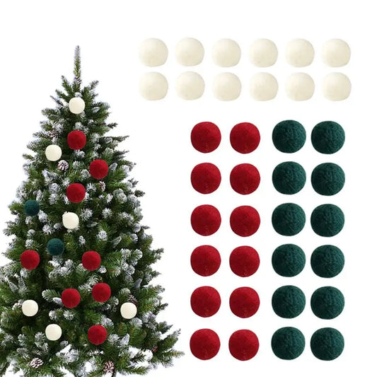 36pcs DIY Snowflake Ball Wool Felt Ball Christmas Prop Christmas Tree Atmosphere Decoration Ball Pendant Holiday Atmosphere Prop