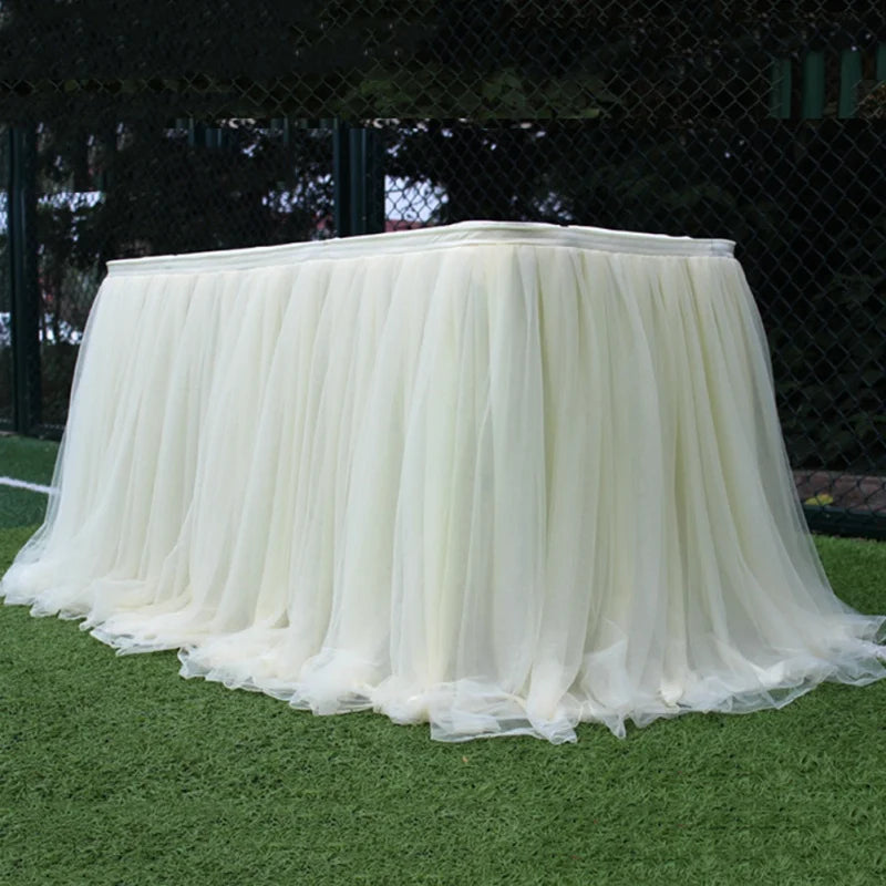 Tulle Table Skirts for Rectangle Round Tables Tutu Tablecloth Cover for Baby Shower Birthday Party Wedding Cake Dessert Table
