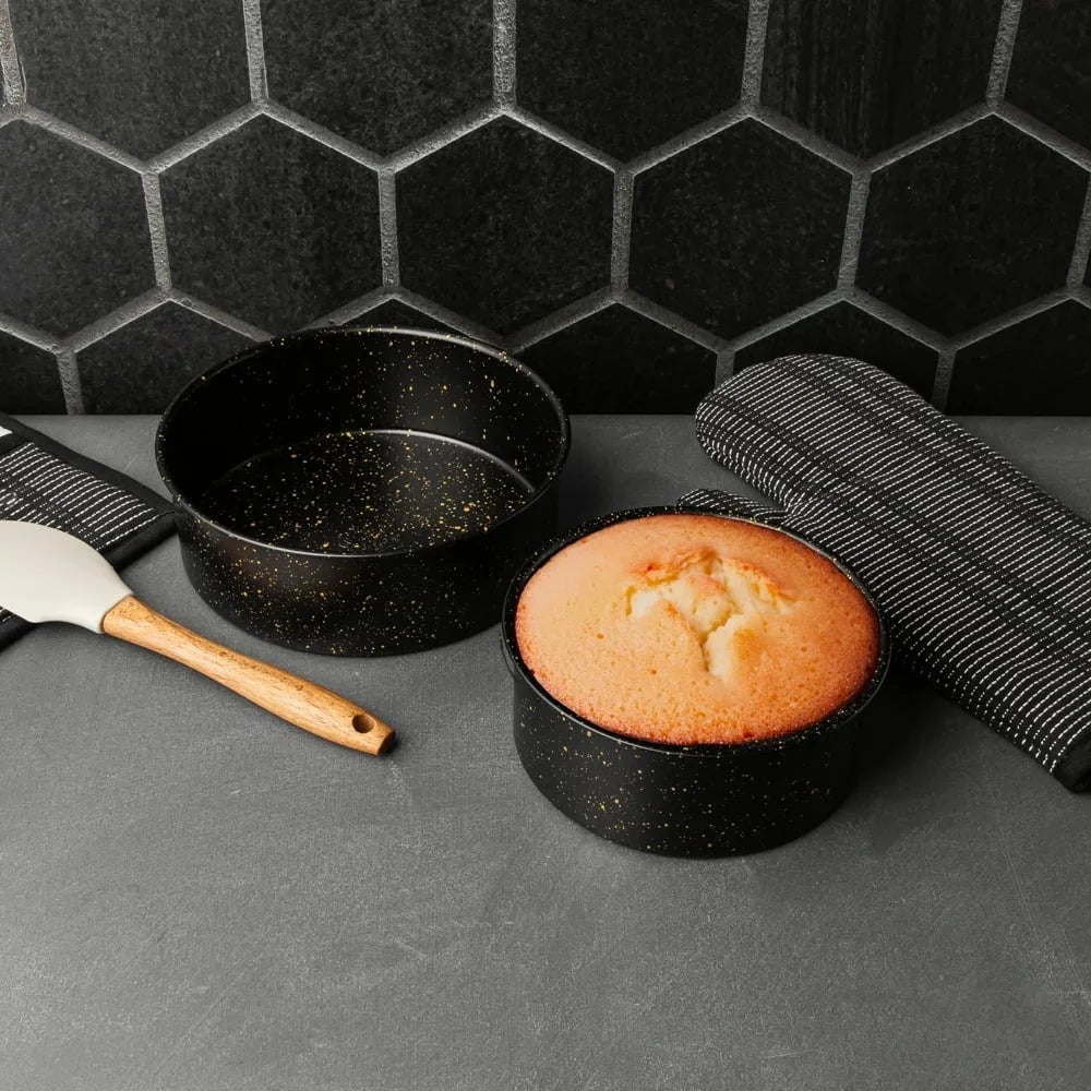 Non-Stick Round Cake Pan Set 2-Piece Bakeware Kitchen Essentials Layer Cake Bake Pans Aluminized Steel Oven Safe Easy Release