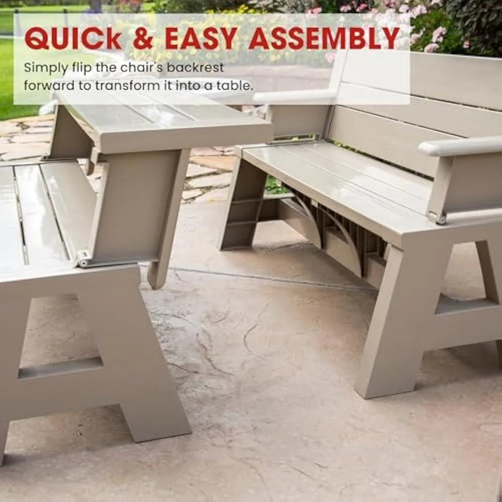 Gen 1 2-in-1 Outdoor Convertible Bench to Picnic Table | Space-Saving, Weather-Resistant Patio Furniture for Yard, Deck, Garden