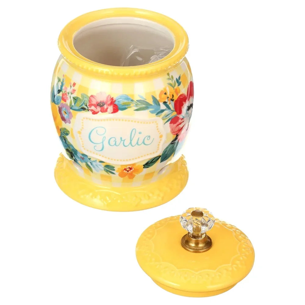 Ceramic Garlic Keeper with Lid Kitchen Storage Freshness Tool Garlic Bulb Container Airflow Design Handmade Utensil Cooking
