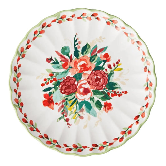Painted Meadow 12-Piece Ceramic Dinnerware Set Vibrant Floral Dinner Plates Salad Bowls Vintage Inspired Dishwasher Safe Durable