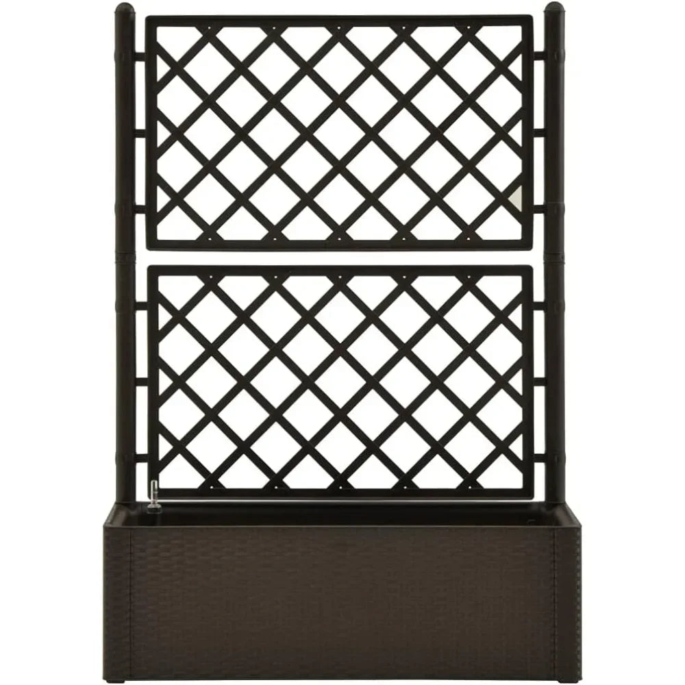 Garden Raised Bed with Trellis and Self Watering System Mocha,Raised Garden Bed,Raised Planter Stand with Open Shelves