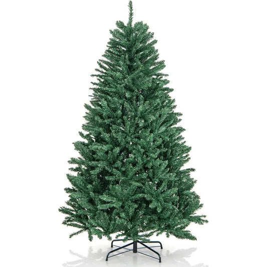 6ft Artificial Douglas Christmas Tree Unlit Hinged Xmas Full Tree with 1355 Branch Tips Foldable Metal Base Easy Assembly Indoo