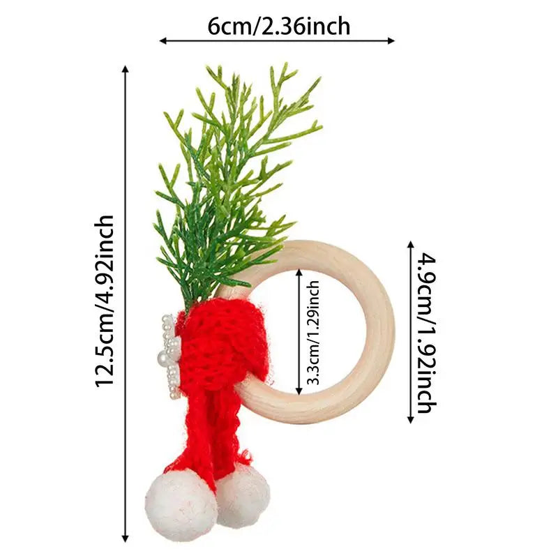 Christmas Napkin Rings Set Party Dinner Table Decor Napkin Rings Christmas Hat Scarf Pine Needles Napkin Rings Set Of 6 Dining
