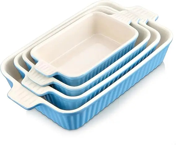casserole dishes for oven, porcelain baking dishes, ceramic bakeware sets of 4, rectangular lasagna pans deep with handles for