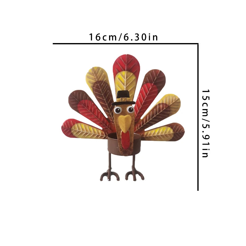 2Pcs Thanksgiving Turkey Candle Holder Cute Look Versatile Alloy Table Turkey Candle Holder Decoration for Home Party