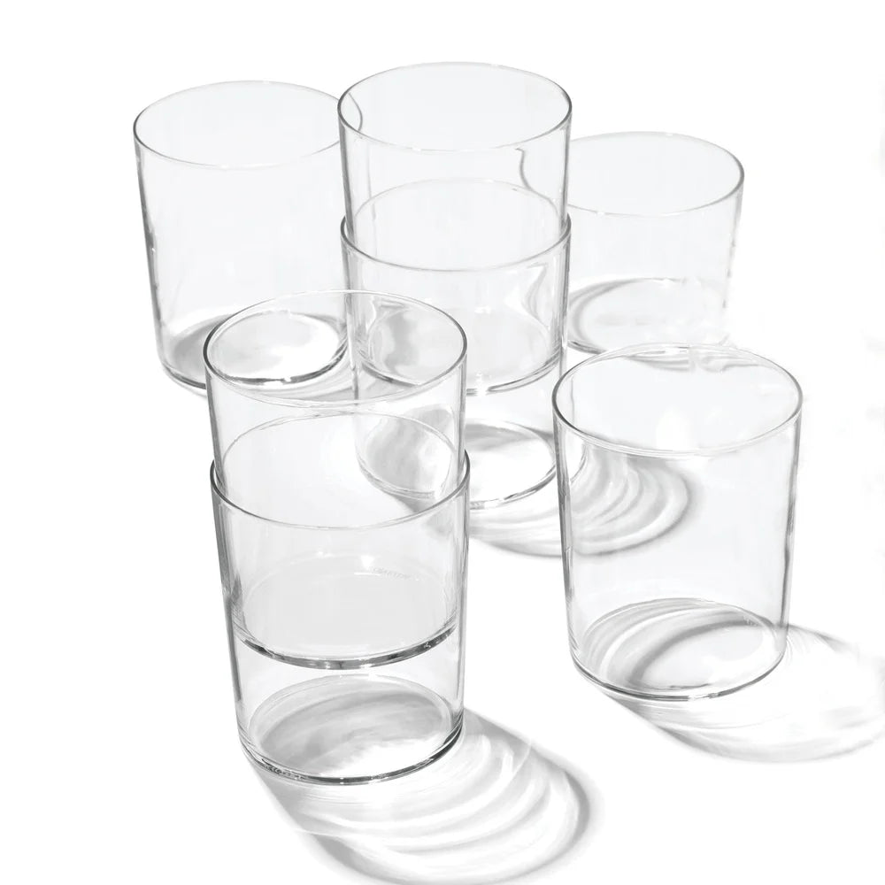 Stackable Clear Tall Glasses Set of 6 Durable Dishwasher Safe Ergonomic Design Suitable Beverages Entertaining Everyday Use