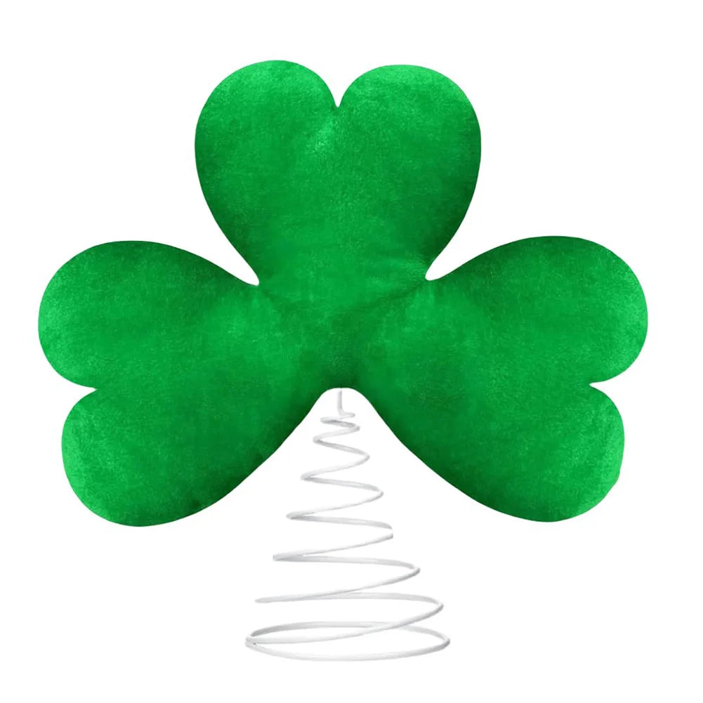 St Patricks Day Tree Topper with Metal Base Lucky Shamrock Tree Topper Clover Tree Decoration for Holiday Party Supplies Gift