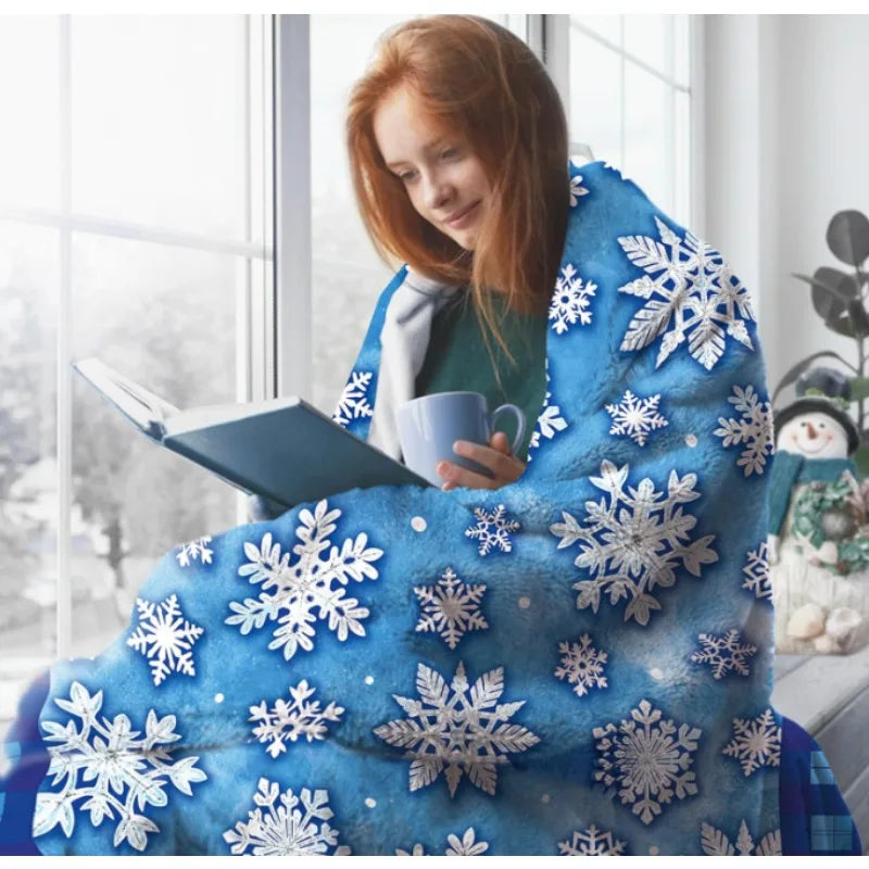 Snow plaid throw blanket, perfect gift for kids boys and girls, soft blanket for Christmas season, perfect for bedding sofa