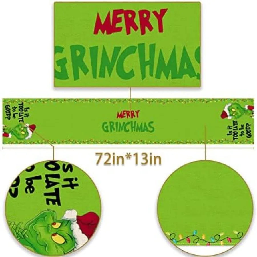 Merry Christmas Table Runner Green Xmas Buffalo Plaid Check Winter Holiday Party Decoration Fireplace Kitchen Dinning Home Deco