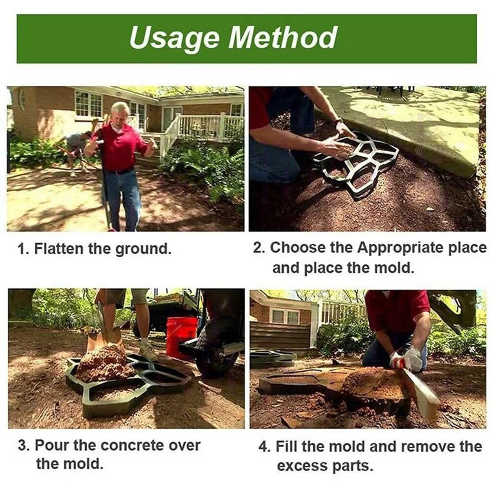 7 Grid Garden Pavement Mold DIY Manually Paving Cement Mould PP Resin Material for Home Garden Yard Resuable Tool