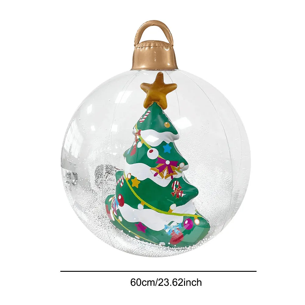24 Inch Inflatable Christmas Balls PVC Giant Inflatable Christmas Balls with Light Remote for Holiday Party Indoor Outdoor Decor