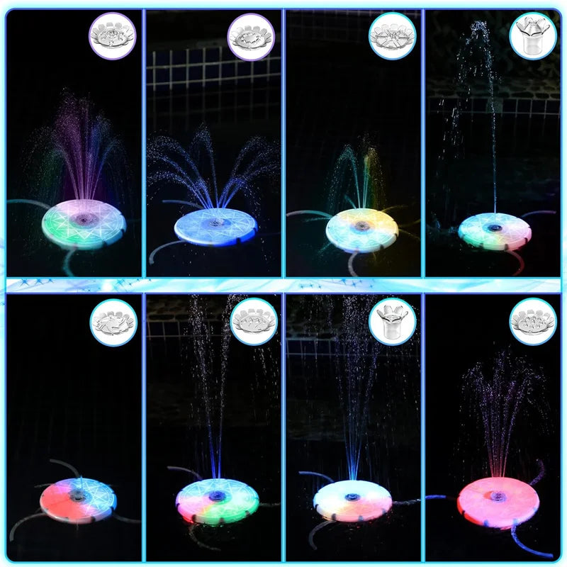 12W Solar Water Fountain with 20 led Lights & 5000mAh Battery,Remote Control Bird Bath Solar Fountain with 8 Nozzles