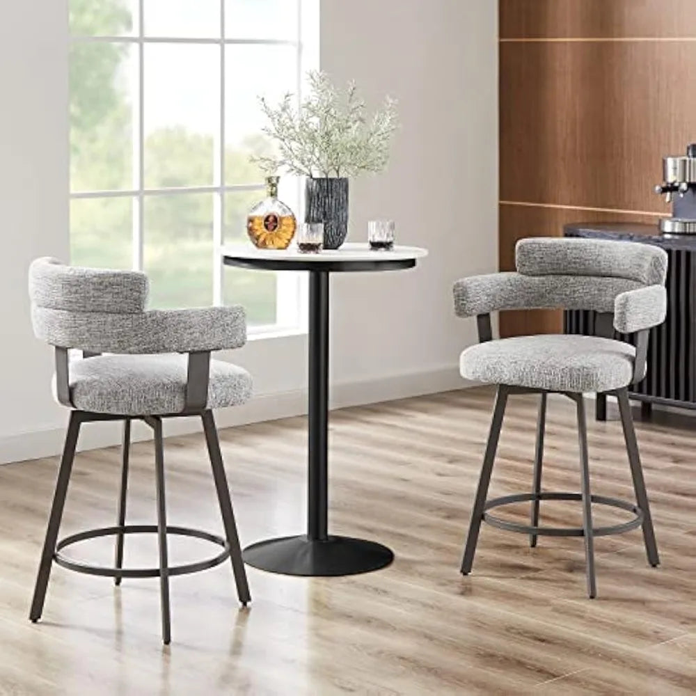 Counter Height Bar Stools with Full Back Metal Footrest, Modern Barstools for Kitchen Counter, Island, Dining Room, Grey