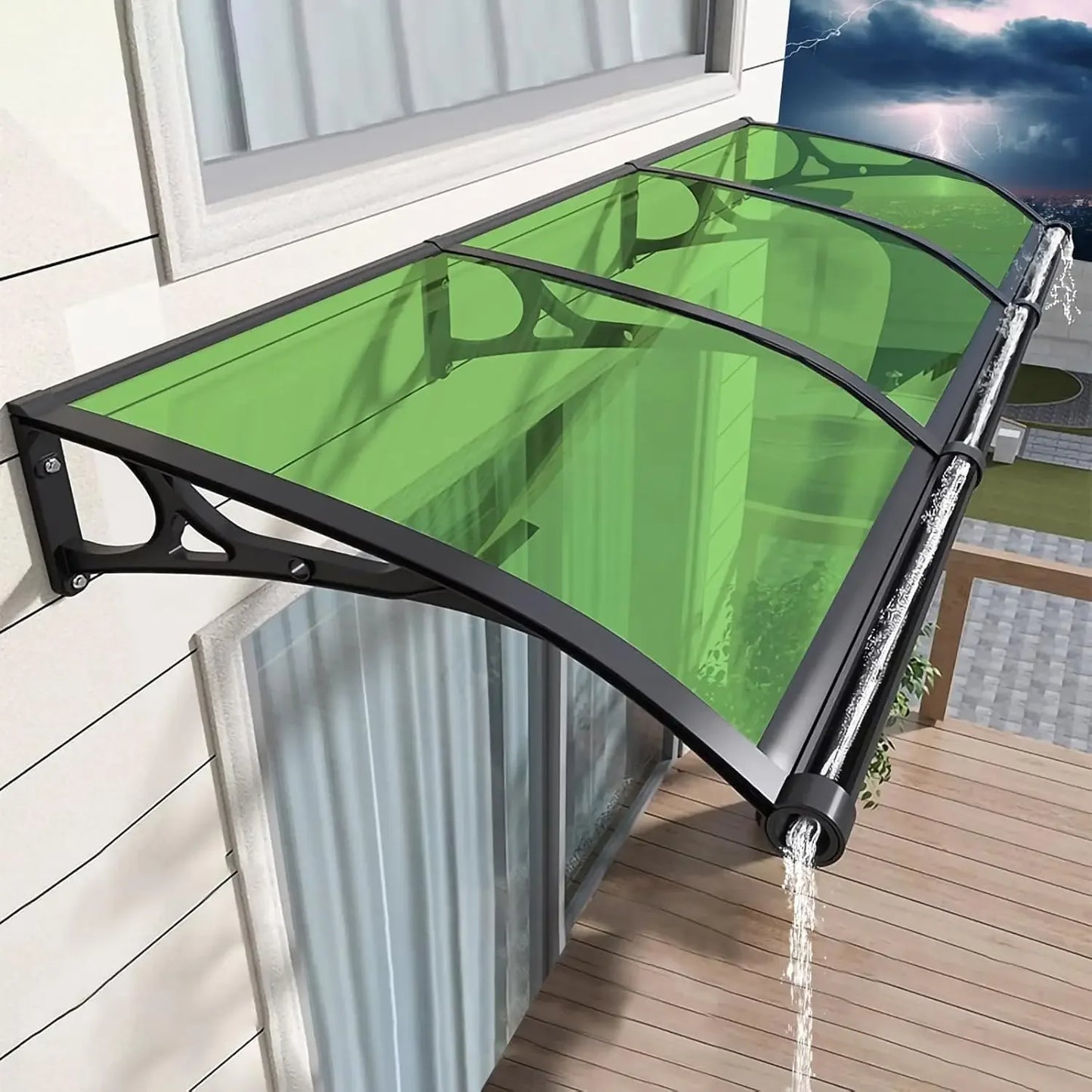 Awning for Door Entrance, Awnings for Doors, Polycarbonate Cover Outdoor Front Door Patio UV/Rain/Snow Protection