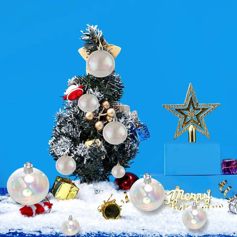 Clear Iridescent Ornaments Balls 4 Sizes Sparkly Christmas Bubble Balls for Crafts DIY Ornaments Wedding Decor and Holiday Seas