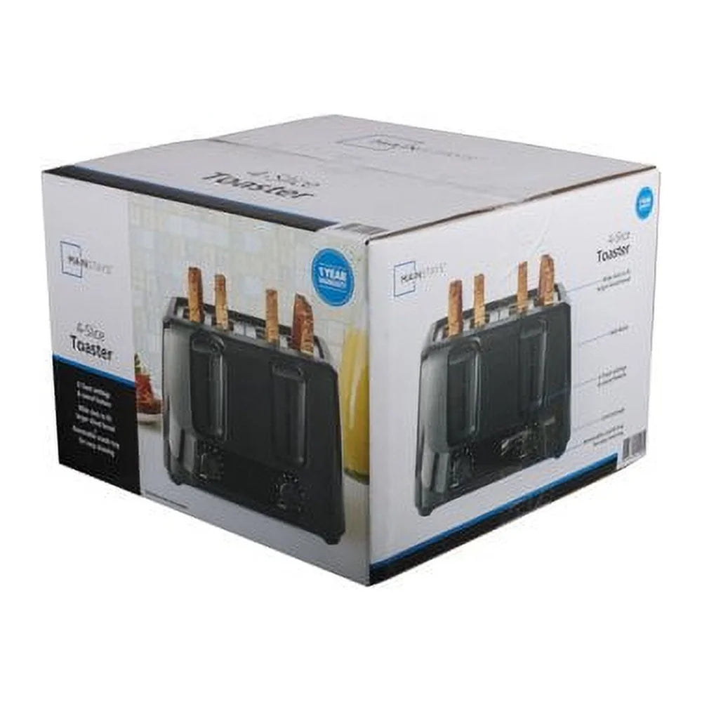4 Slice Toaster with 6 Shade Settings Removable Crumb Tray Auto Centering Guides Easy Clean Cord Wrap Breakfast Snacks