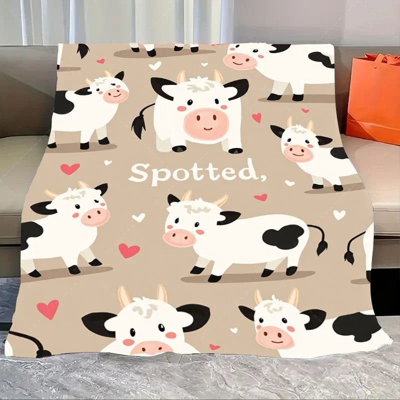 1pc Flannel Blanket Autumn Highland Cattle Blanket - Cozy Fall Farmhouse Style Throw