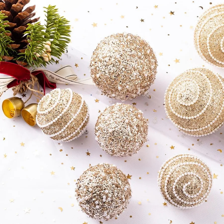 Champagne Gold Christmas Ball Ornaments for Holiday Party Decorations: Shatterproof Plastic Hanging Pearl Balls 70mm 2.76 Diame