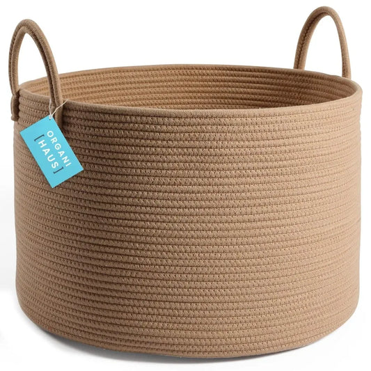 Large Laundry Basket Woven Cotton Rope Basket for Blankets Toy Storage Nursery Hamper Living Room Decor Organizer Soft Durable