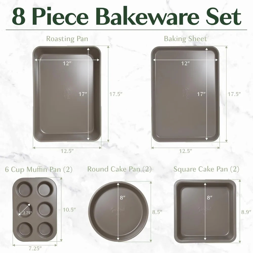 Goodful All-In-One Nonstick Bakeware Set, Stackable and Space Saving Design includes Round and Square Pans, Muffin Pans, Cookie