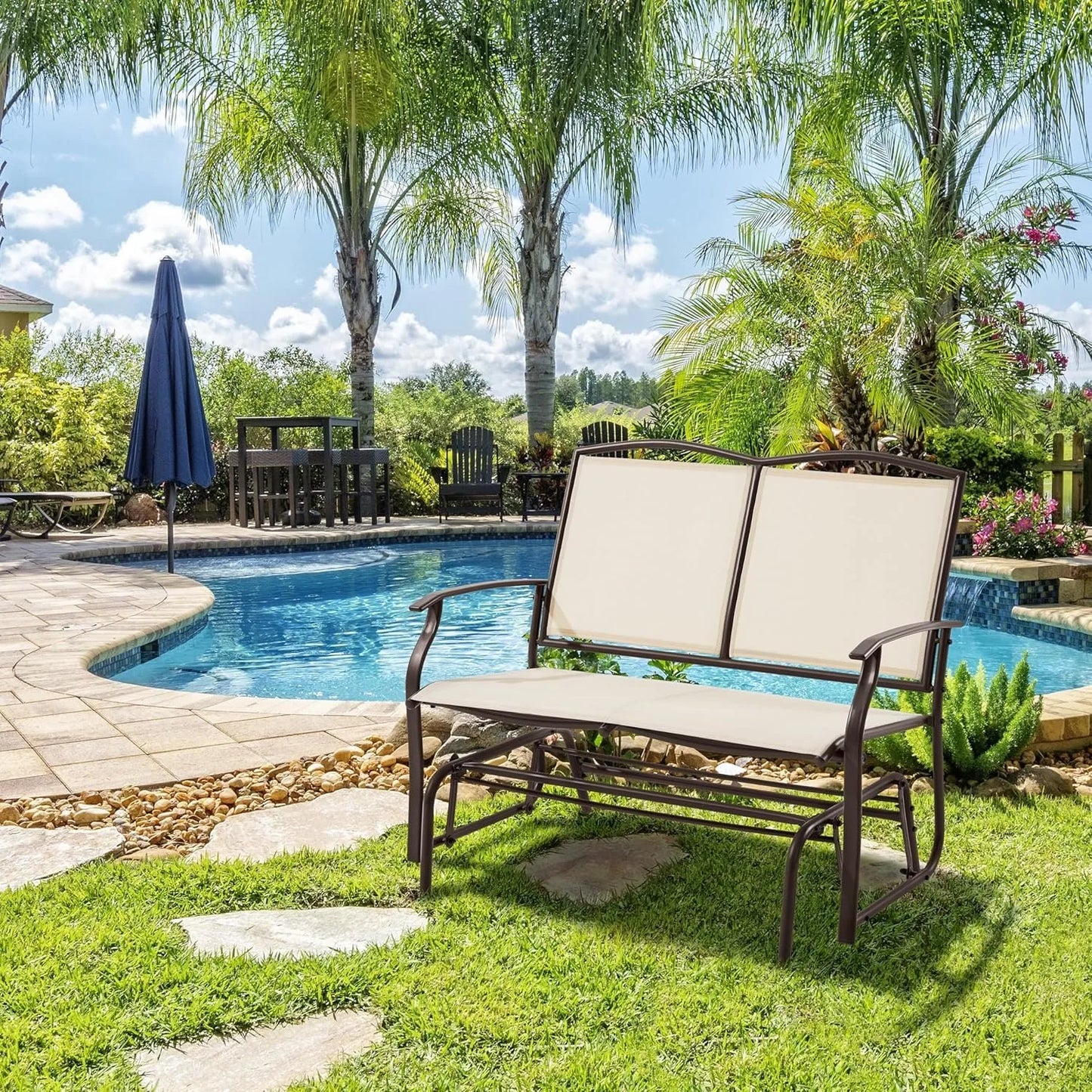 2-Person Patio Glider Bench – All-Weather Rocking Loveseat for Backyard