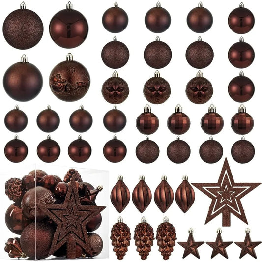 43pcs Shatterproof Christmas Ball Ornaments with Loop for Xmas Holiday Party Wreath Home Decoration Coffee Brown Durable and El